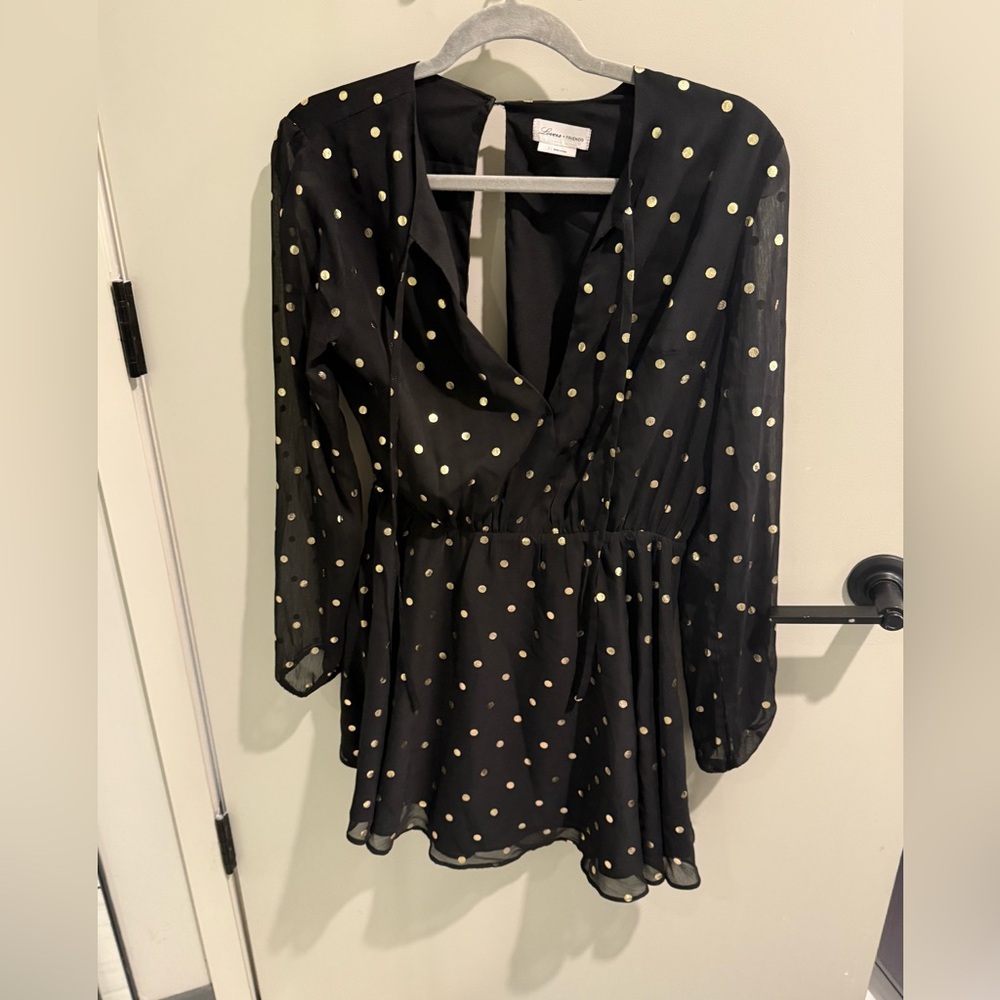 Lovers and Friends Hayley Dress Black with gold polka dots